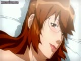 Anime milf rubbing her huge boobs